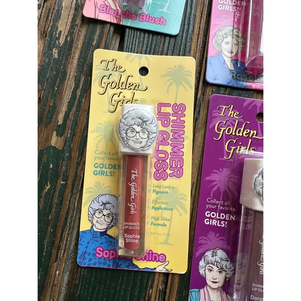 The Golden Girls Lip Gloss Set of 4 Blanche Rose Sophia Dorothy Shimmer New